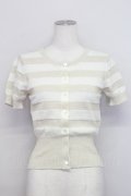 Emily Temple cute / ラメボーダー半袖カーデ  アイボリーＸゴールド T-25-06-06-009-ET-TO-SA-ZT