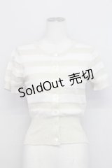 Emily Temple cute / ラメボーダー半袖カーデ  アイボリーＸゴールド T-25-06-06-009-ET-TO-SA-ZT045