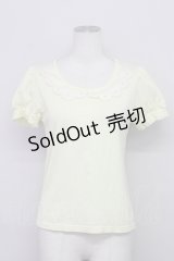 Emily Temple cute / スカラップ襟半袖カットソー  イエローＸ白 T-25-06-06-010-ET-TO-SA-ZT045