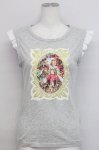 画像1: Jane Marple / 額縁プリントノースリーブカットソー  グレーＸ白 T-25-06-06-011-JM-TO-SA-ZT129 (1)