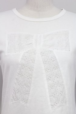 画像3: Jane Marple / レースリボン半袖カットソー  白 T-25-06-06-002-JM-TO-SA-ZT045