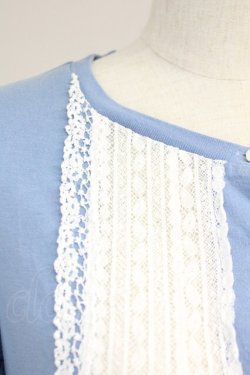 画像3: Jane Marple / フロントレース半袖カットカーディガン  青Ｘ白 T-25-06-09-015-JM-TO-SA-ZT019