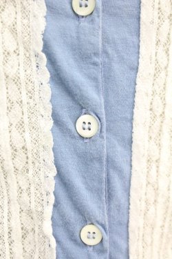 画像4: Jane Marple / フロントレース半袖カットカーディガン  青Ｘ白 T-25-06-09-015-JM-TO-SA-ZT019