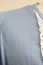 画像5: Jane Marple / フロントレース半袖カットカーディガン  青Ｘ白 T-25-06-09-015-JM-TO-SA-ZT019 (5)