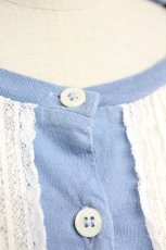 画像6: Jane Marple / フロントレース半袖カットカーディガン  青Ｘ白 T-25-06-09-015-JM-TO-SA-ZT019 (6)