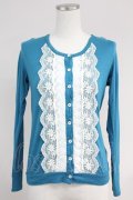 Jane Marple / フロントレースカットカーディガン  青Ｘ白 T-25-06-09-016-JM-TO-SA-ZT