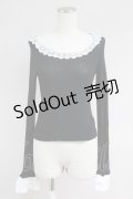 Jane Marple / レース襟カットソー  黒Ｘ白 T-25-06-09-018-JM-TO-SA-ZT