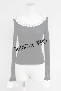 画像1: Jane Marple / レース襟カットソー  黒Ｘ白 T-25-06-09-018-JM-TO-SA-ZT