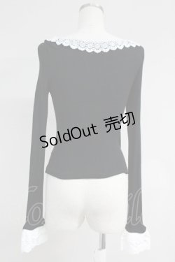 画像2: Jane Marple / レース襟カットソー  黒Ｘ白 T-25-06-09-018-JM-TO-SA-ZT