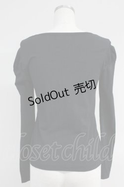 画像2: Jane Marple / 胸元レース&ベルベットリボン編み上げカットソー  黒Ｘ白 T-25-06-09-019-JM-TO-SA-ZT