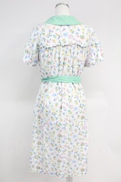 画像2: Jane Marple / おもちゃ総柄半袖ワンピース  白Ｘグリーン T-25-06-09-032-JM-OP-SA-ZT