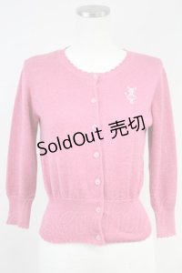 Emily Temple cute / トルソー刺繍ラメニットカーディガン  濃ピンク T-25-06-09-004-ET-TO-SA-ZT018