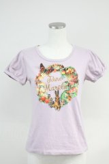 Jane Marple / デコパージュ半袖カットソー  ラベンダー T-25-06-09-007-JM-TO-SA-ZT018