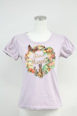 画像1: Jane Marple / デコパージュ半袖カットソー  ラベンダー T-25-06-09-007-JM-TO-SA-ZT018 (1)