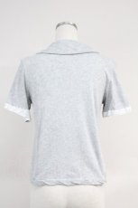 画像2: Jane Marple Dans Le Salon / フロントレース半袖カーディガン  グレーＸ白 T-25-06-09-008-JM-TO-SA-ZT018 (2)