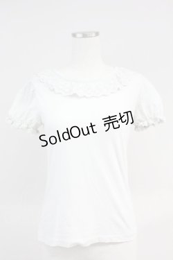 画像1: Jane Marple / レース襟&半袖切り替えカットソー  グレー T-25-06-09-010-JM-TO-SA-ZT