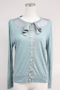 Jane Marple / フロントサテンリボンデザインカーディガン  サックスＸグレー T-25-06-09-012-JM-TO-SA-ZT
