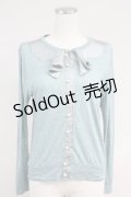 Jane Marple / フロントサテンリボンデザインカーディガン  サックスＸグレー T-25-06-09-012-JM-TO-SA-ZT019
