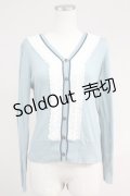 Jane Marple / フロントレース長袖ニットカーディガン  サックスＸ白 T-25-06-09-013-JM-TO-SA-ZT