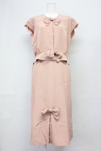 PINK HOUSE / ドット柄フリルリボンセットアップ  ピンク T-25-06-16-012-LO-BL-SA-ZT247