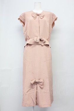 画像1: PINK HOUSE / ドット柄フリルリボンセットアップ  ピンク T-25-06-16-012-LO-BL-SA-ZT