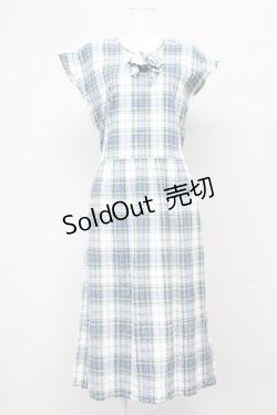 画像1: PINK HOUSE / マドラスチェックノースリーブワンピース  ブルー T-25-06-16-013-LO-OP-SA-ZT257