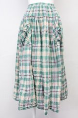 PINK HOUSE / マドラスチェックポケット付スカート  グリーン T-25-06-16-017-LO-SK-SA-ZT253