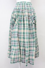 画像1: PINK HOUSE / マドラスチェックポケット付スカート  グリーン T-25-06-16-017-LO-SK-SA-ZT253 (1)