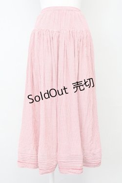 画像1: PINK HOUSE / ギンガムチェック梯子レーススカート  レッド T-25-06-16-018-LO-SK-SA-ZT251