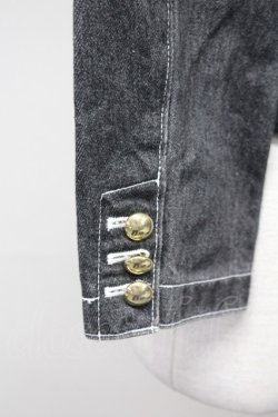 画像3: PINK HOUSE / ノーカラーデニムジャケット  ブラック T-25-06-16-003-LO-JA-SA-ZT268