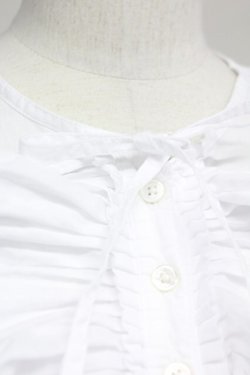 画像4: PINK HOUSE / ノーカラーフリル&ボウタイブラウス  ホワイト T-25-06-16-009-LO-BL-SA-ZT259