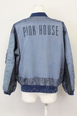 画像2: PINK HOUSE / デニムナイロン切替ブルゾン  ブルー T-25-06-21-001-LO-JA-SA-ZT