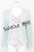 PINK HOUSE / チェックフリルカットカーディガン  グリーン T-25-06-21-005-LO-TO-SA-ZT079