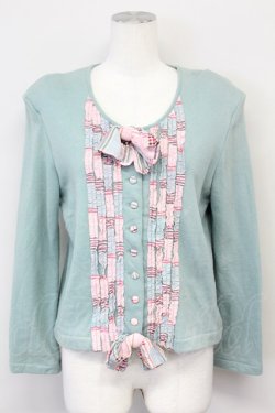 画像1: PINK HOUSE / チェックフリルカットカーディガン  グリーン T-25-06-21-005-LO-TO-SA-ZT