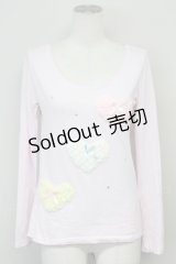 Nile Perch / ハート3つTシャツ  ピンク T-25-06-21-006-LO-TS-SA-ZT