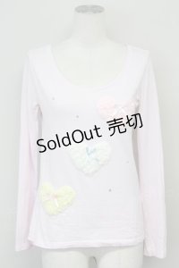 Nile Perch / ハート3つTシャツ  ピンク T-25-06-21-006-LO-TS-SA-ZT