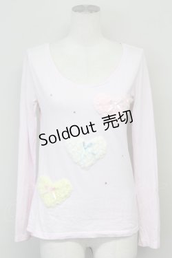画像1: Nile Perch / ハート3つTシャツ  ピンク T-25-06-21-006-LO-TS-SA-ZT