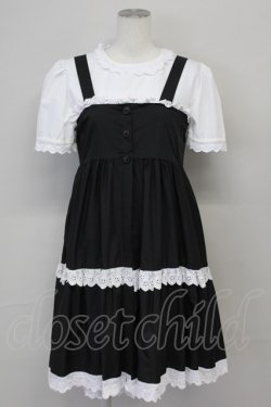 画像1: LOLITAその他 / ワンピース&ジャンパースカートセット  ブラック&ホワイト T-25-06-21-008-LO-OP-SA-ZT