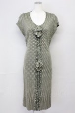 画像1: PINK HOUSE / ドット柄2つリボン&フリルノースリーブワンピース  グレー T-25-06-21-012-LO-OP-SA-ZT373 (1)