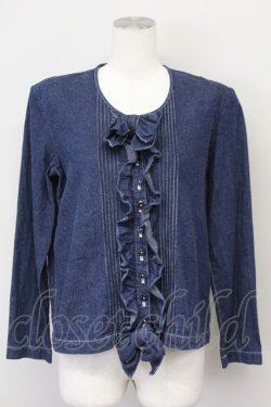 画像1: INGEBORG / デニムフリルブラウス  ブルー T-25-06-21-002-LO-BL-SA-ZT