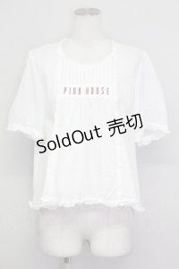 PINK HOUSE / ロゴ刺繍入りブラウス  白 T-25-06-23-001-LO-BL-SA-ZI