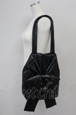 画像1: Candy Stripper / METALLIC RIBBON TOTE バッグ  ブラック T-25-06-27-011-PU-BG-OW-ZT