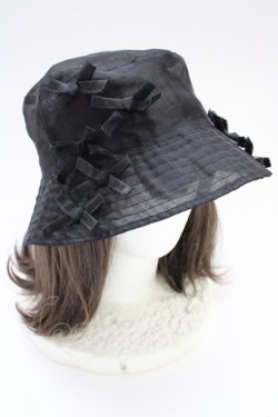 画像1: Candy Stripper / TENDER RIBBON SEE THROUGH BUCKET HAT  ブラック T-25-06-29-004-PU-AC-OW-ZT