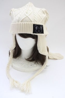 画像1: Candy Stripper / CABLE BUNNY EAR ビーニー  アイボリー T-25-06-29-008-PU-AC-OW-ZT