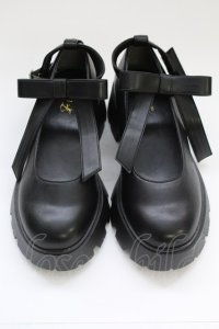 Fi.n.t / ビッグリボン厚底パンプス L クロ T-25-06-30-033-CA-SH-OW-ZT