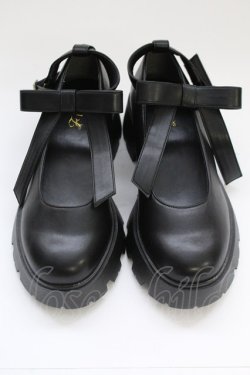 画像1: Fi.n.t / ビッグリボン厚底パンプス L クロ T-25-06-30-033-CA-SH-OW-ZT