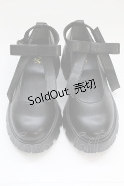 画像1: Fi.n.t / ビッグリボン厚底パンプス L クロ T-25-06-30-033-CA-SH-OW-ZT-K022
