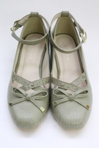 axes femme POETIQUE / ローヒールスクエアパンプス M グリーン T-25-06-30-035-AX-SH-OW-ZT