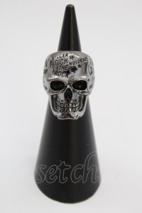 HELL CAT PUNKS / スカル英字彫りリング 9 ガンメタ T-25-06-30-002-PU-AC-IG-ZT