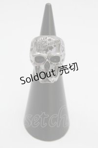 HELL CAT PUNKS / スカル英字彫りリング 9 ガンメタ T-25-06-30-002-PU-AC-IG-ZT